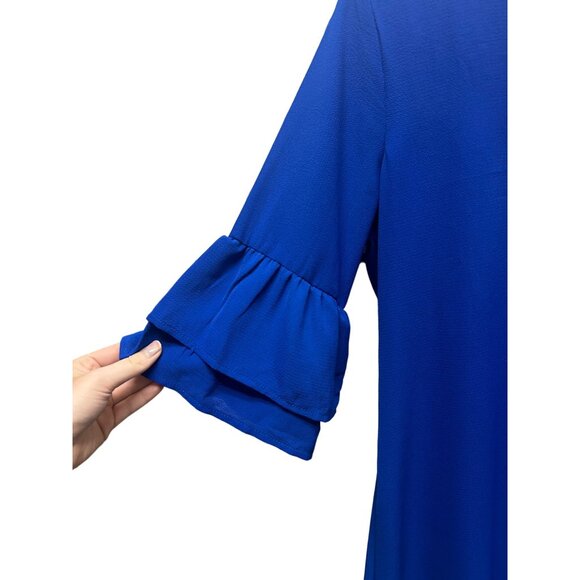 Belongsci NWT Royal Blue Bell Sleeve Tunic Dress - Picture 6 of 7